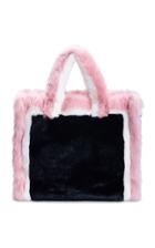 Stand Studio Lola Large Color-blocked Faux-mink Tote