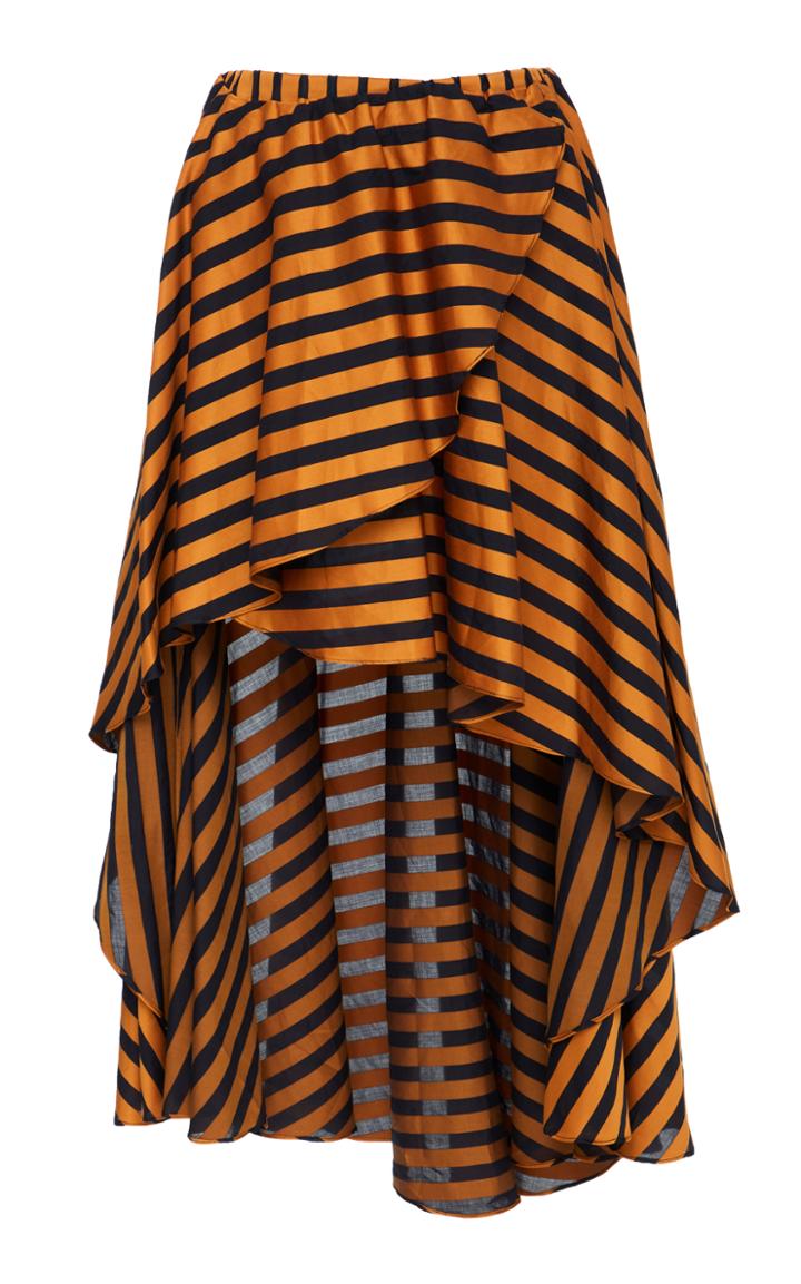 Caroline Constas Adelle Asymmetric Striped Skirt
