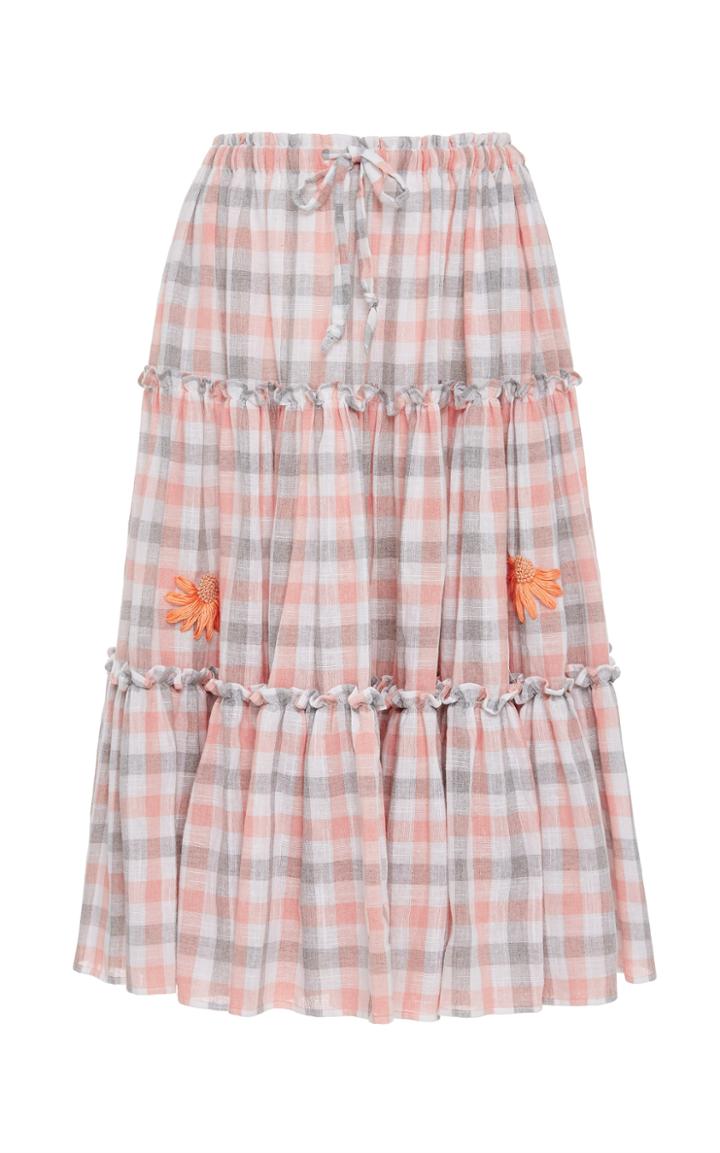 Innika Choo Tiered High Waist Midi Skirt