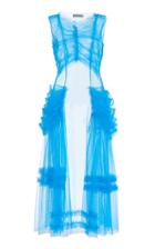 Moda Operandi Molly Goddard Napoli Ruched Tulle Midi Dress Size: 6