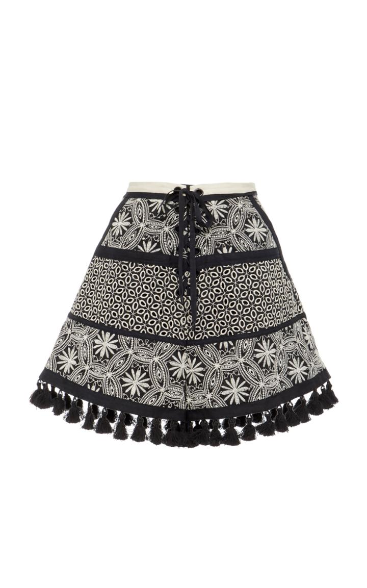 Acler Broderie Cotton Tassel Short