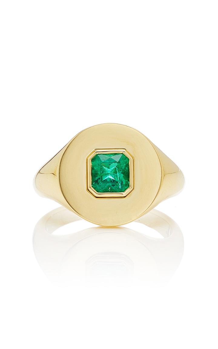 Jemma Wynne 18k Yellow Gold And Emerald Signet Ring