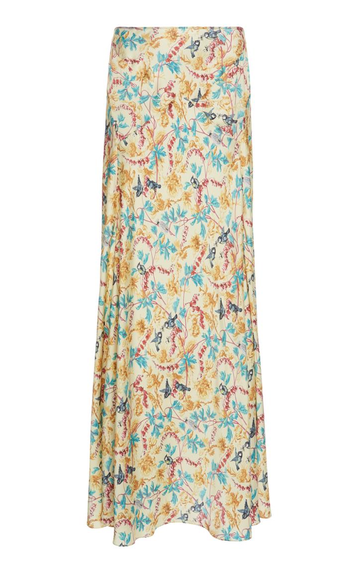 Paco Rabanne Low-rise Satin Floral Maxi Skirt