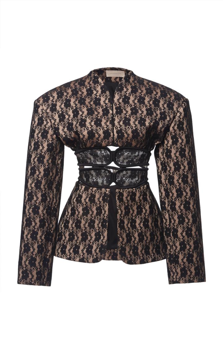 Christopher Kane Cinched Waist Lace Jacket