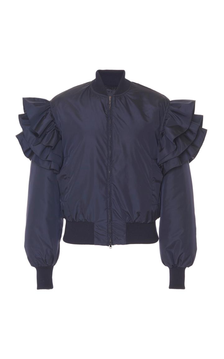 Moda Operandi Max Mara Canosa Ruffle-trimmed Padded Shell Bomber Jacket