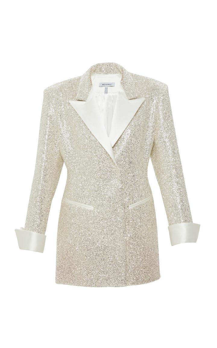 Moda Operandi Mach & Mach Glitter Tuxedo Blazer Dress