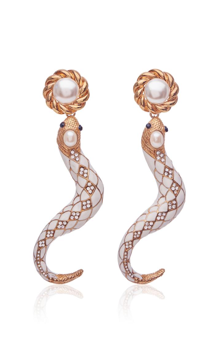 Moda Operandi Markarian Theo 18k Gold Plated Enamel Snake Earrings