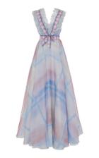 Luisa Beccaria Watercolor Plunging Neckline Gown