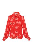 Moda Operandi Carolina Herrera Floral Silk Georgette Shirt