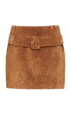 Prada Belted Suede Mini Skirt