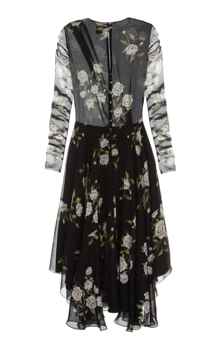 Elenareva Floral-print Chiffon Midi Dress With Asymmetric Hem