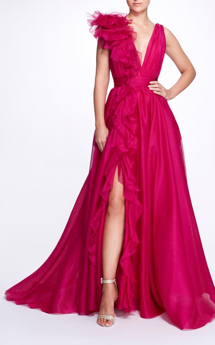 Moda Operandi Marchesa Ruffled Silk Gown