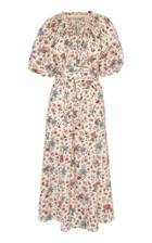 Anna Mason Bardot Printed Puff Sleeve Midi Dress