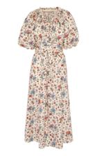 Anna Mason Bardot Printed Puff Sleeve Midi Dress