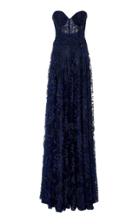 Naeem Khan Strapless A-line Lace Gown