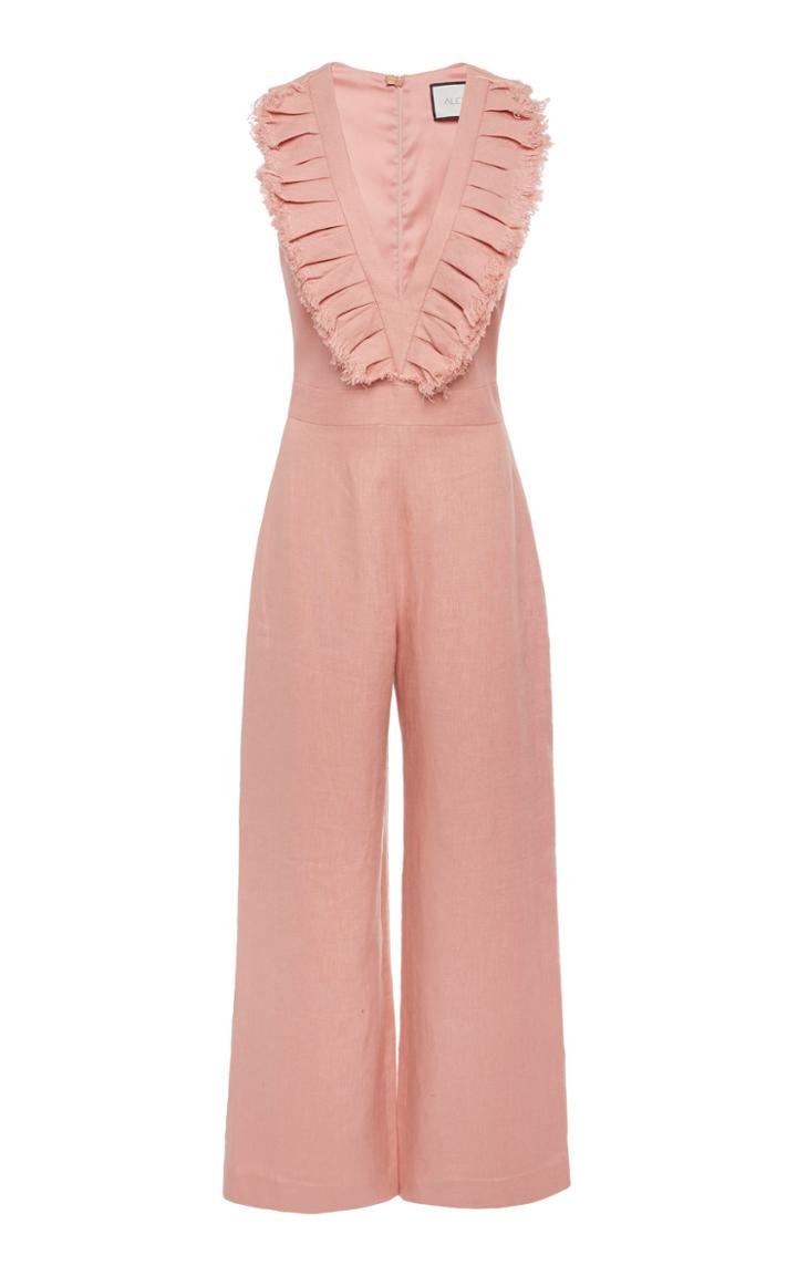 Alexis Odalys Cropped Pleated Linen Jumpsuit