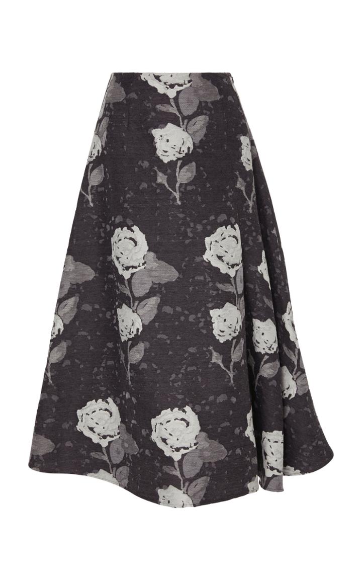 Co Floral Wool-blend Midi Skirt