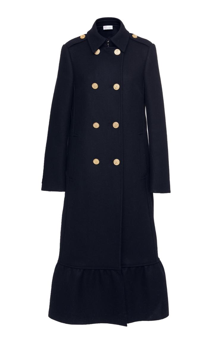 Red Valentino Double Breasted Ruffle Coat