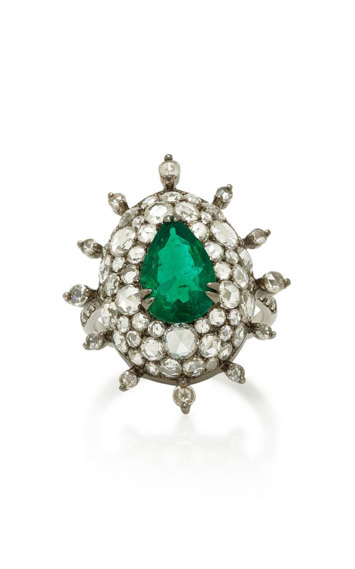 Nam Cho 18k Gold, Diamond And Emerald Ring