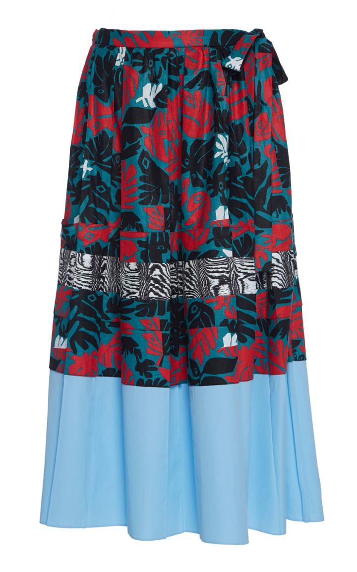 Marni Contrast Print Pleated Skirt