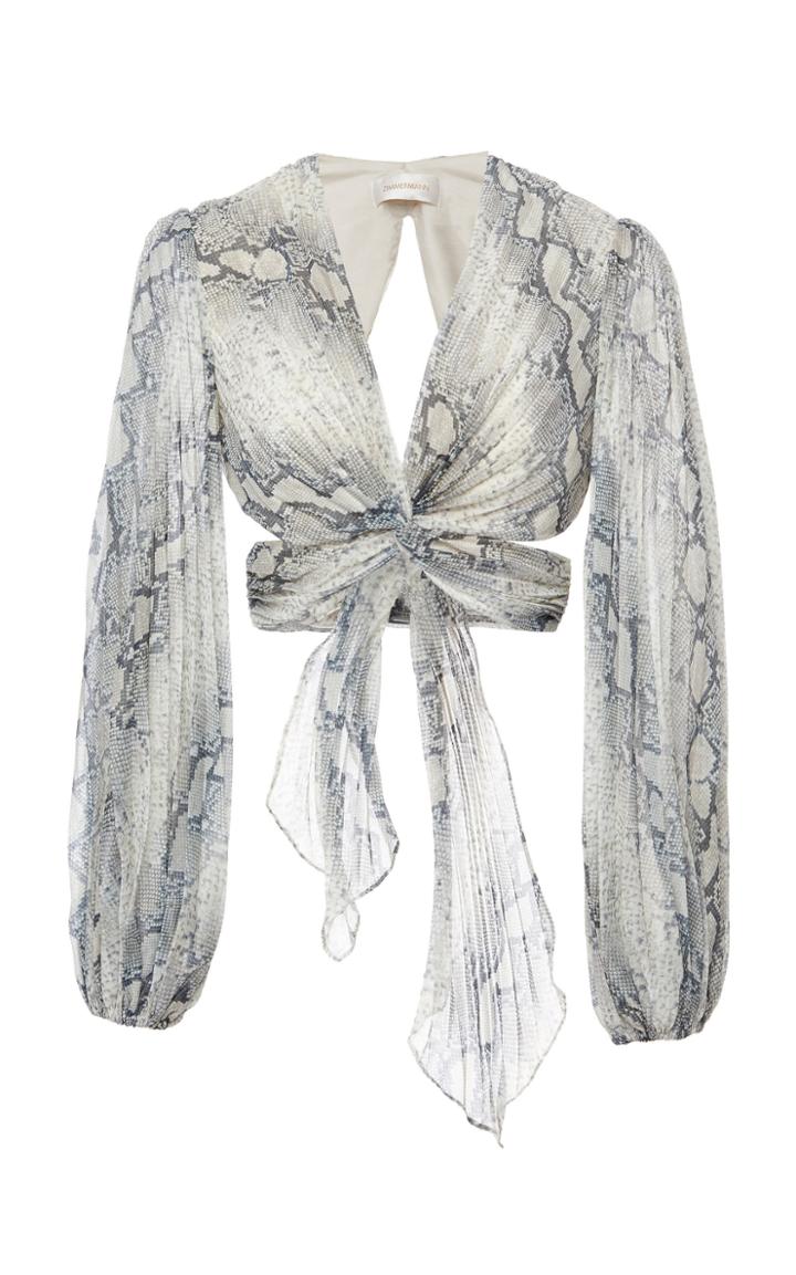 Zimmermann Corsage Pleated Bodice Cropped Top