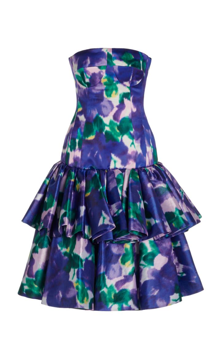 Moda Operandi Richard Quinn Bellflower Satin Strapless Dress