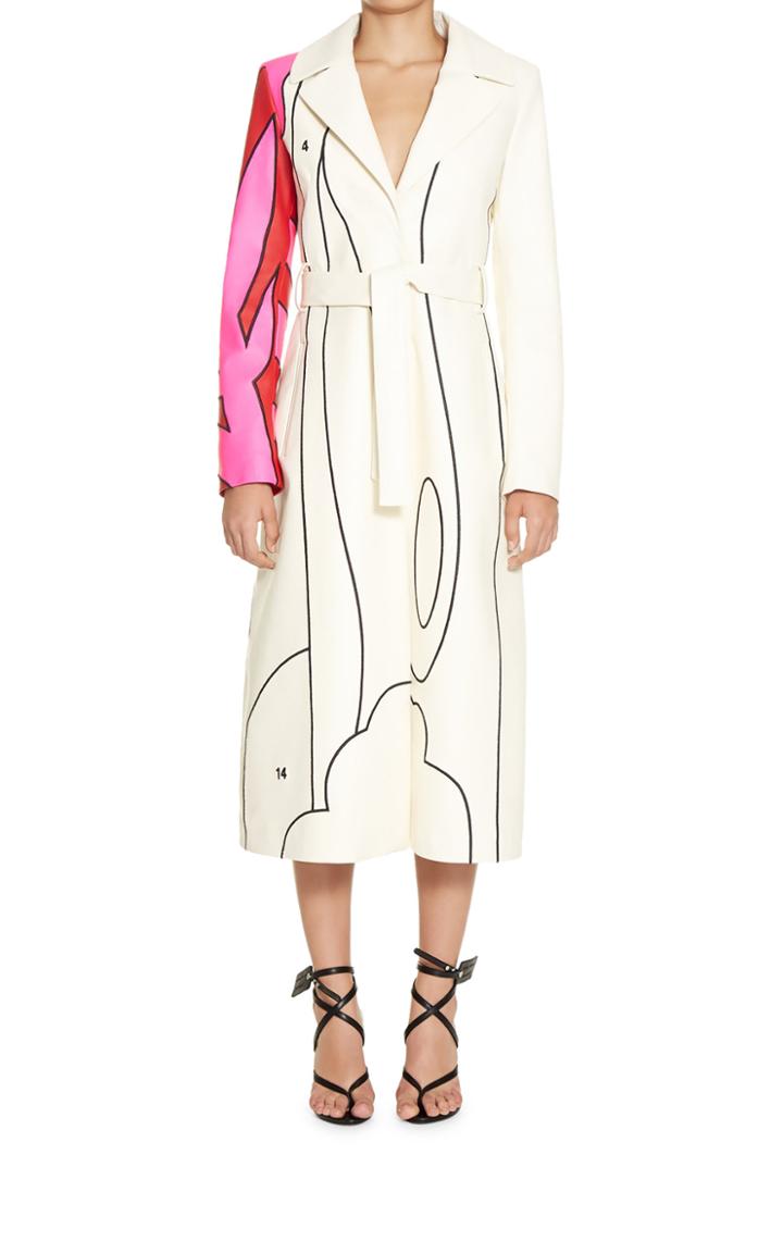 Moda Operandi Off-white C/o Virgil Abloh Color By Number Embroidered Leather Trench