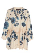 Biyan Siobelle Floral-embroidered Cotton-blend Blouse