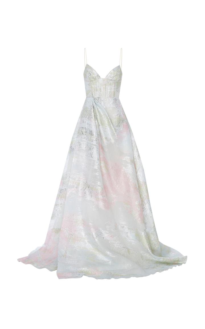 Alex Perry Lauren Bikini Pleat Lurex Organza Gown