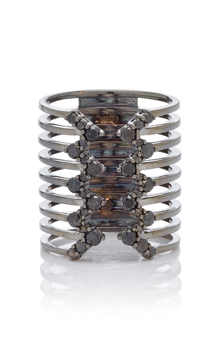 Ofira Black Diamond Jagged Edge Line Ring