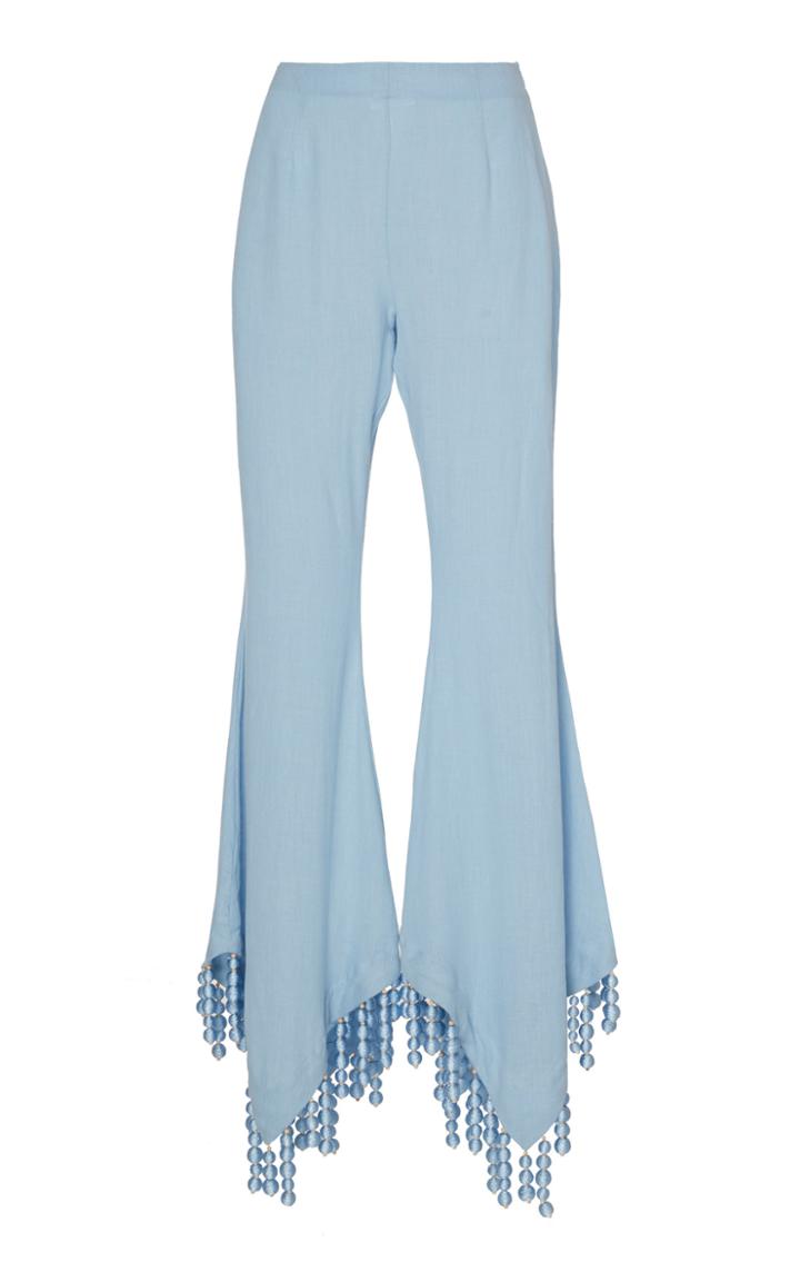 Cult Gaia Keira Bead-embellished Linen Flared Pants