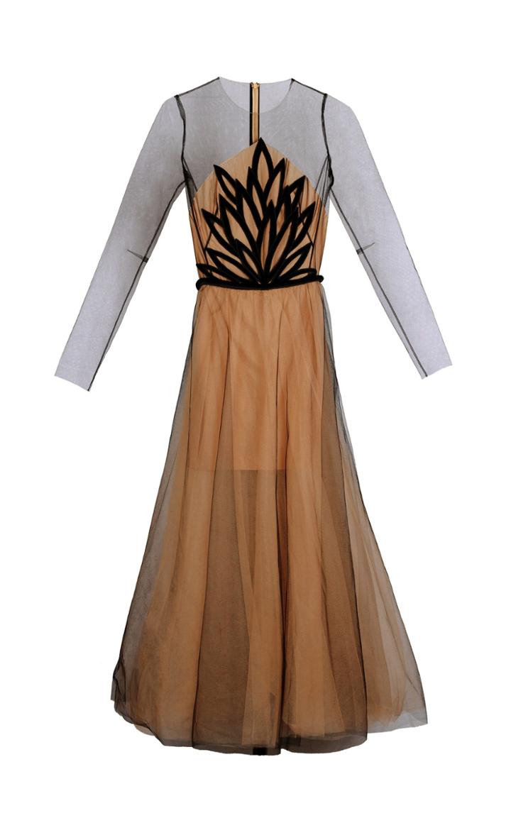 Yanina Demi Couture Long Sleeve Illusion Gown