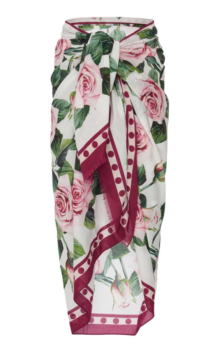 Dolce & Gabbana Floral-print Silk-voile Pareo