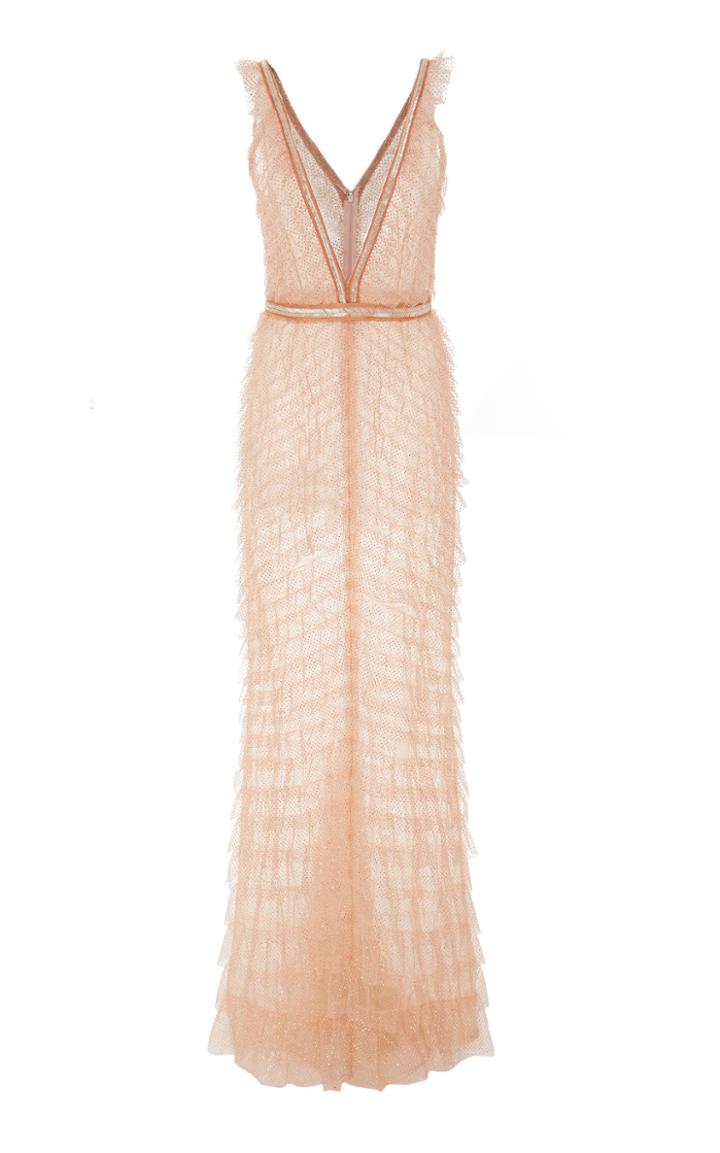 J. Mendel V-neck Tulle Gown