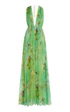 Blumarine Floral-print Silk-chiffon Gown