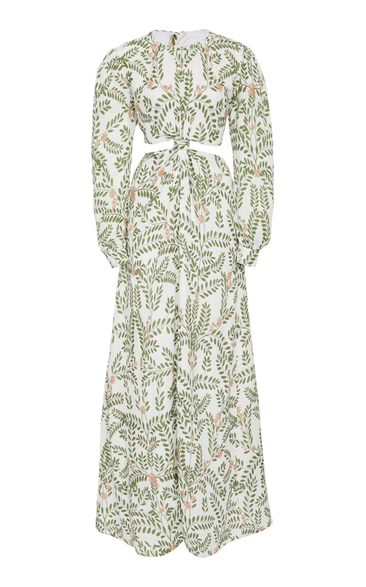 Moda Operandi Agua By Agua Bendita Parana Herbal Cutout Linen Maxi Dress