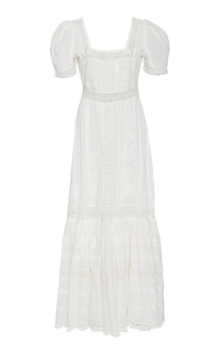 Loveshackfancy Ryan Embroidered Cotton Maxi Dress