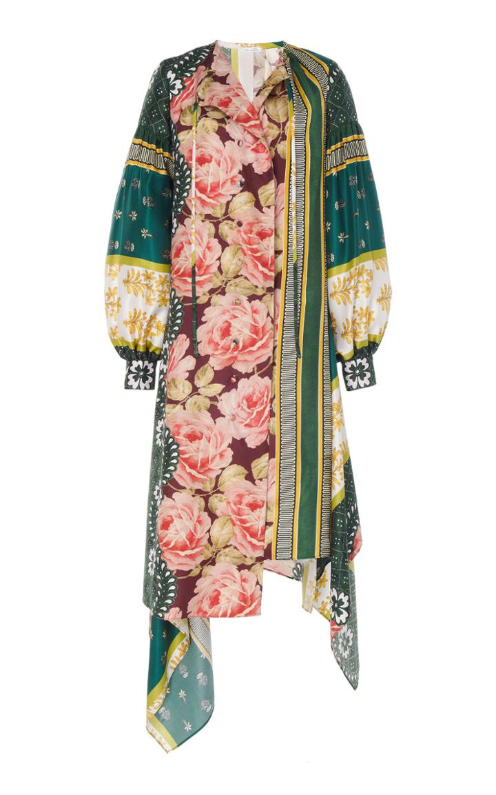 Oscar De La Renta Full Sleeve Printed Midi Dress