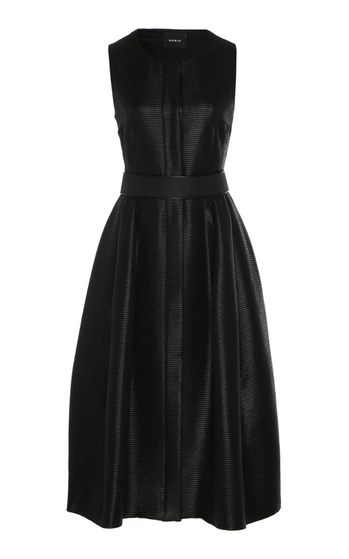 Akris Belted Wool-faille Sleeveless Midi Dress