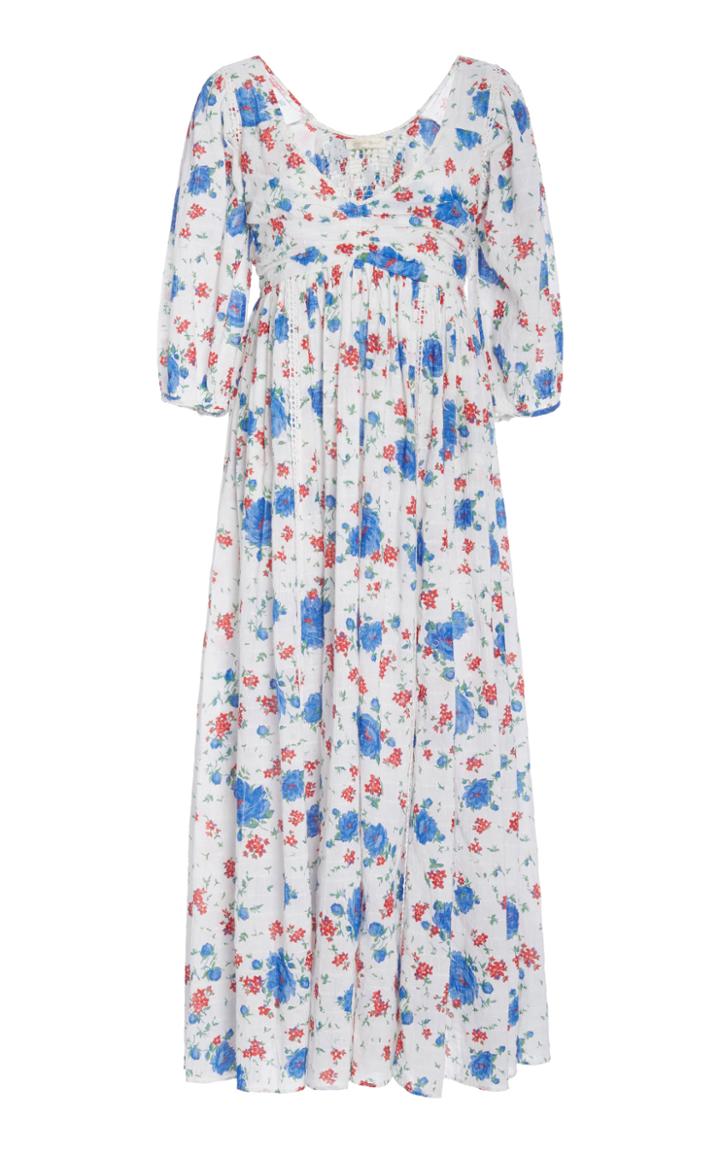 Loveshackfancy Roslyn Floral-print Cotton-chiffon Maxi Dress