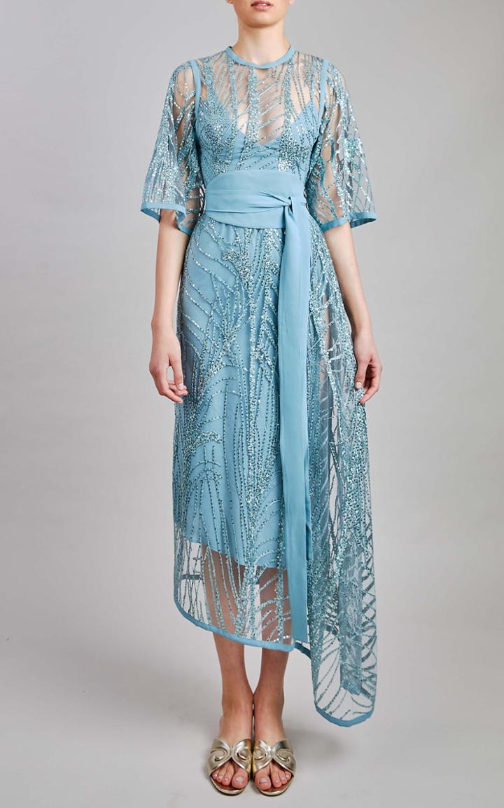 Moda Operandi Elie Saab Embroidered Tulle Midi Dress