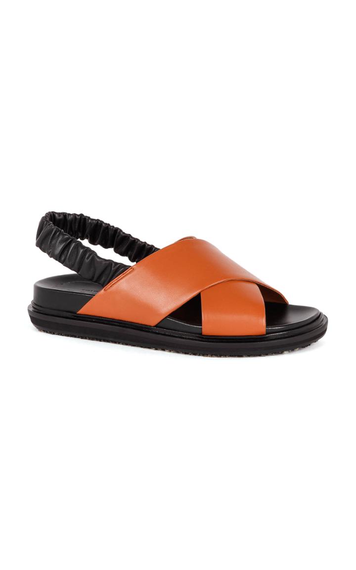 Marni Leather Ruched Slingback Sandals
