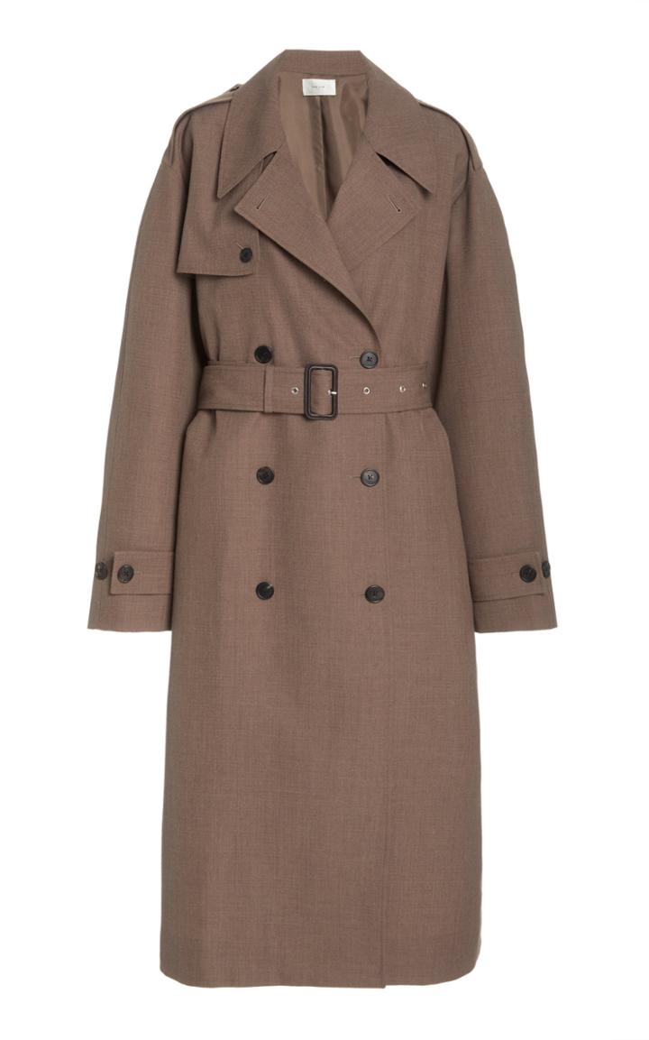 Moda Operandi The Row Olym Double Breasted Lightweight Wool Trench Coat