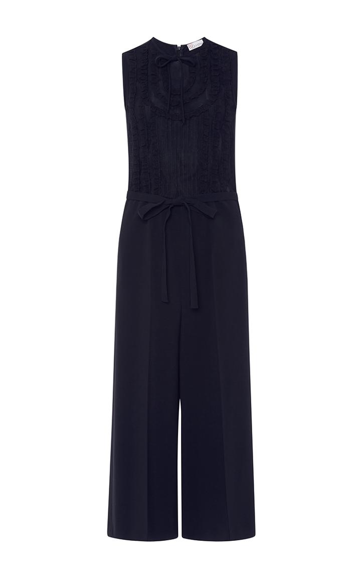 Red Valentino Cropped Wide Leg Jumpsuit With Ruffled Top