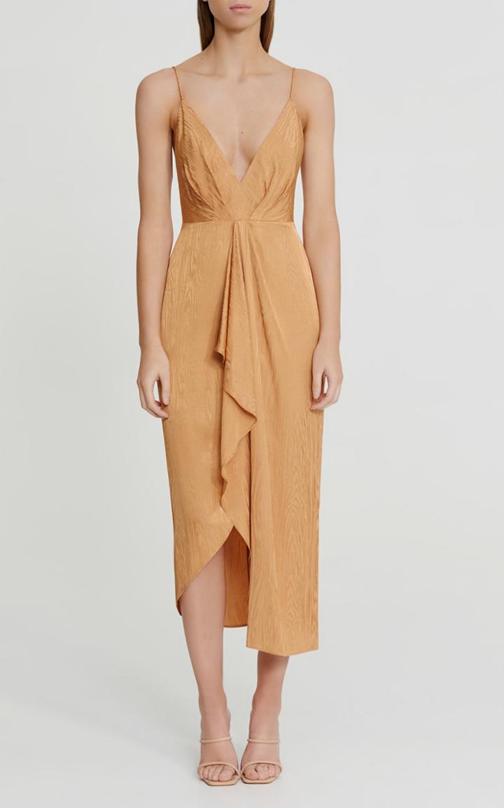 Moda Operandi Significant Other Samantha Draped Moir Midi Dress