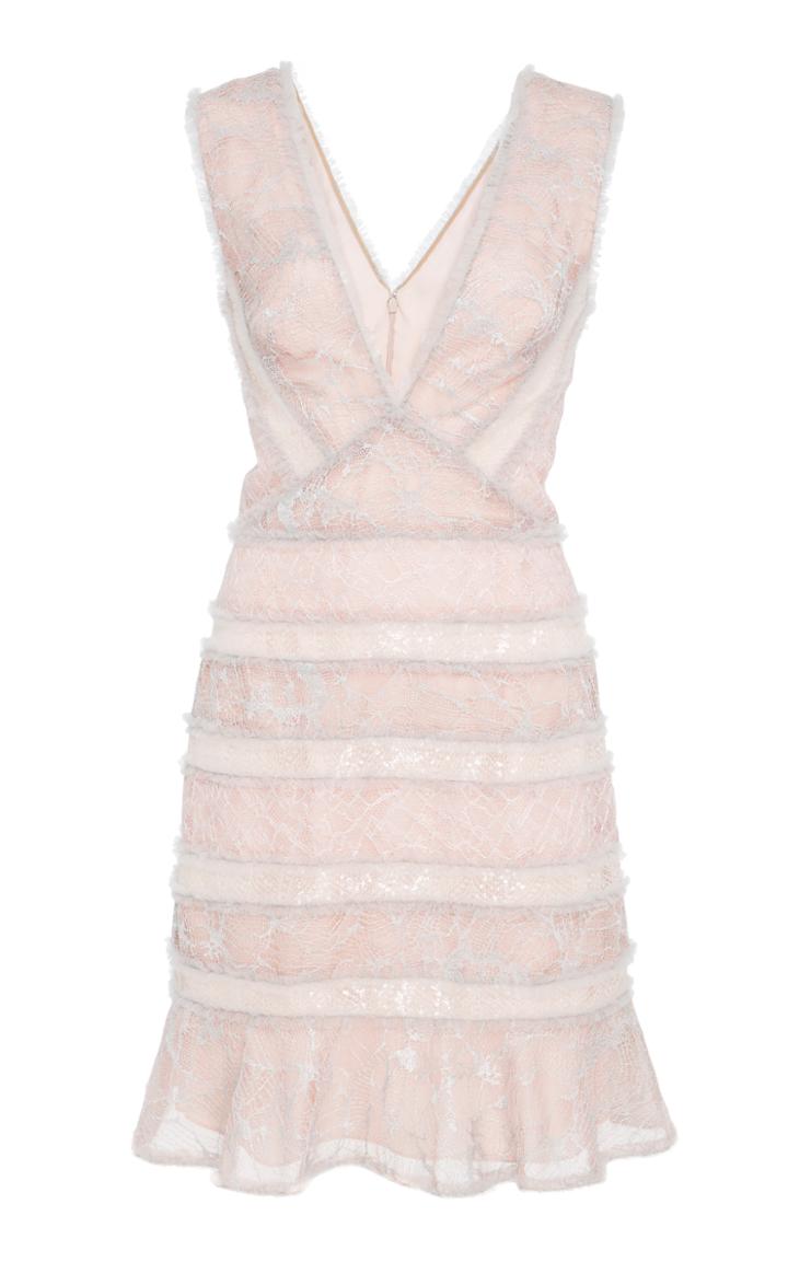 J. Mendel V-neck Cocktail Dress With Lace Tulle And Sequined Detail