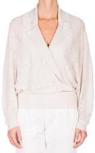 Moda Operandi Agnona Collared Linen-silk Wrap Top