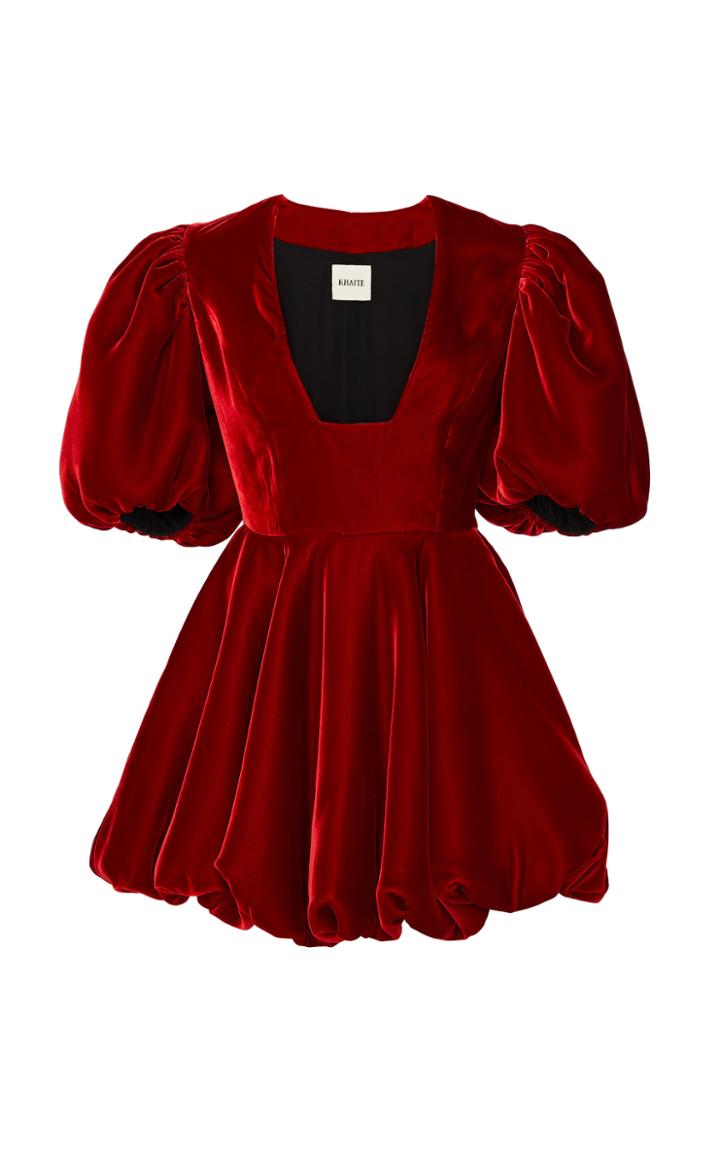 Khaite Leona Pleated Velvet Mini Dress