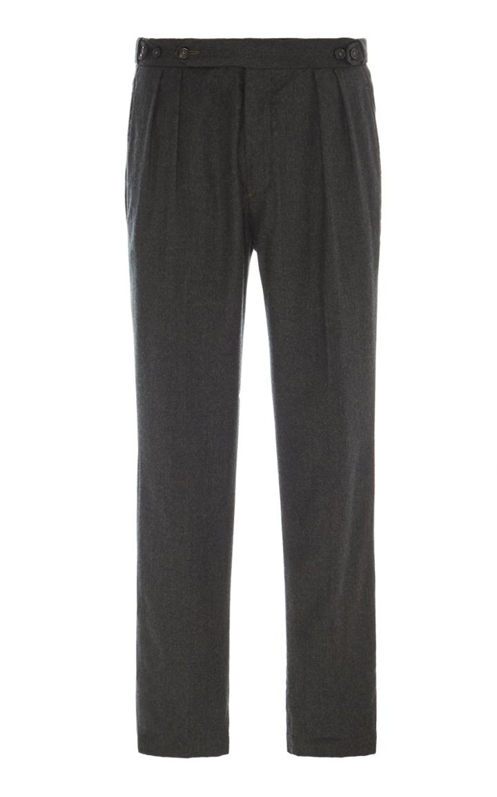 Massimo Alba Pleated Mlange Wool Pants