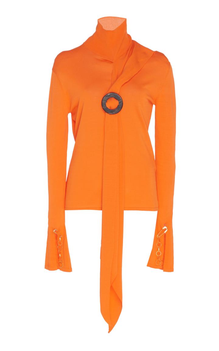 Ellery Stretch-knit High Neck Top With Neck Bow